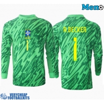 Brazil Alisson Becker #1 Goalkeeper Replica Home Shirt Copa America 2024 Long Sleeve